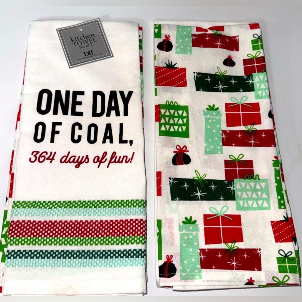 2 pack Christmas Kitchen Towels - 2 different designs - PRICE IS FOR 2 Towels